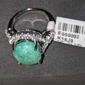 Emerald and white sapphire ring. $1920 appraisal. Size 7.5